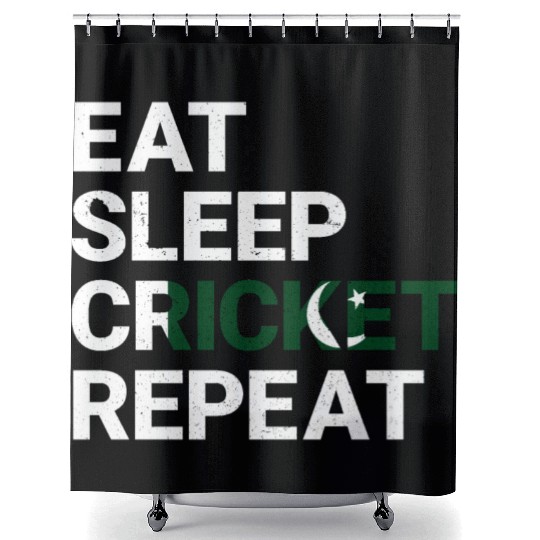 Eat Sleep Cricket Repeat PK Flag Sports Gift Shower Curtains
