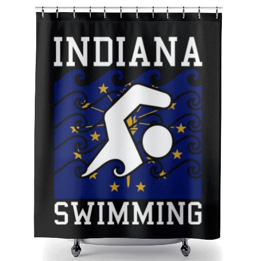 Indiana Flag Swimming Team Swim Swimmer US State Shower Curtains