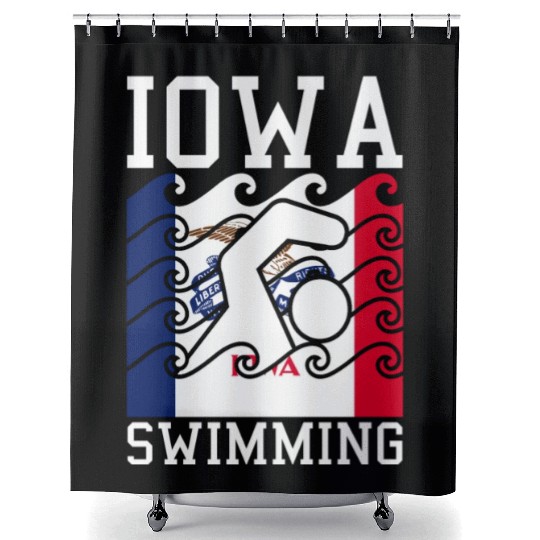 Iowa Flag Swimming Team Swim Swimmer US State Shower Curtains