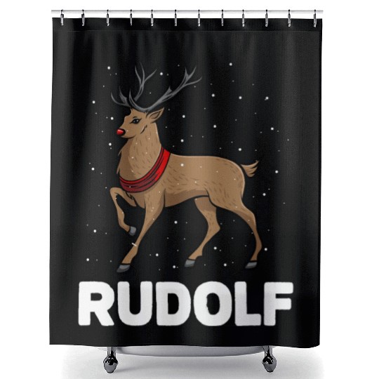 Christmas Santa's Reindeer Lazy Costume Rudolph Shower Curtains