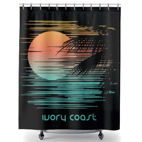 Artistic Ivory Coast Africa Palm Tree Vacation Shower Curtains