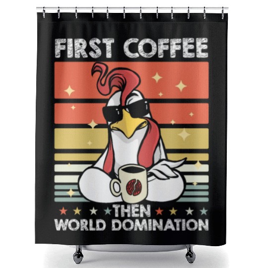 Rooster Cock Coffee Sunglasses Shower Curtains