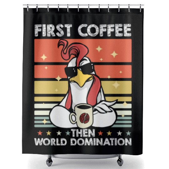 Rooster Cock Coffee Sunglasses Shower Curtains