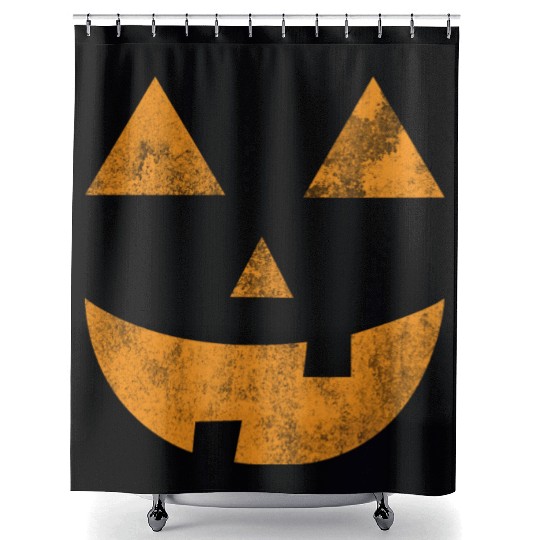 Halloween costume pumpkin head Shower Curtains