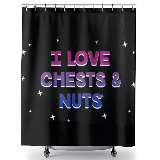 I Love Chests and Nuts Bisexual LGBTQ Bi Pride Shower Curtains