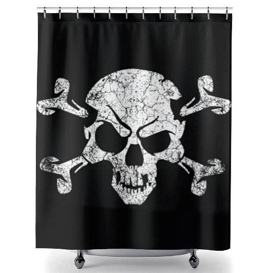 Grunge Pirate Skull And Crossbones Shower Curtains