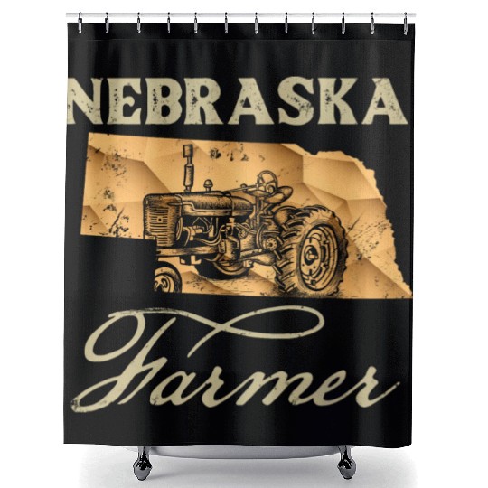 Nebraska Farmer Tractor Lover State Map Farming Lo Shower Curtains