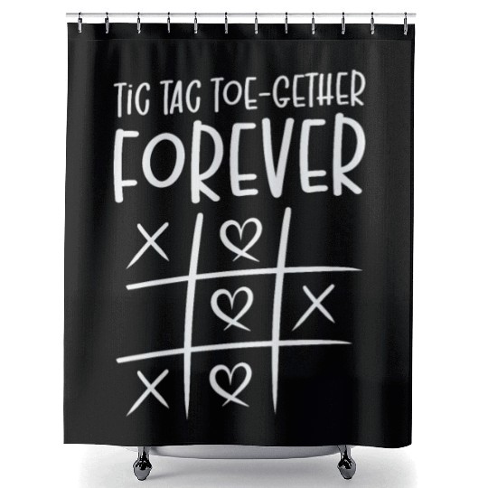 Valentines Kids Family Tic Tac Toe game Shower Curtains