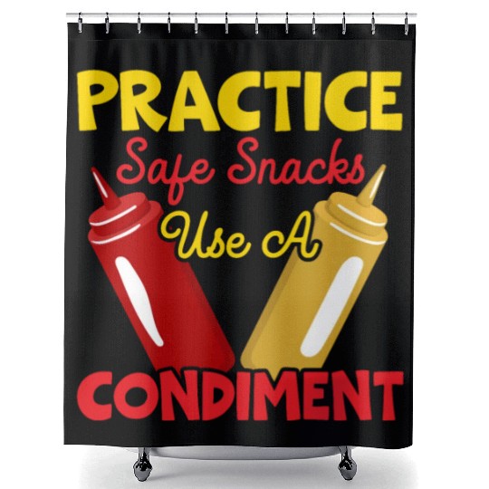 Practice Safe Snacks Use A Condiment Ketchup Shower Curtains