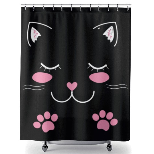 Adorable cat face Shower Curtains
