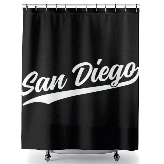 San Diego California Cool Ca Retro 1970S White Tex Shower Curtains