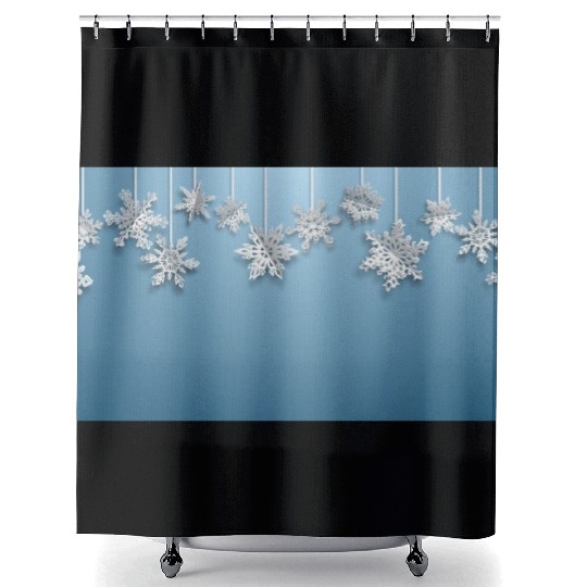 Elegant Hanging Snowflakes Light Blue Shower Curtains