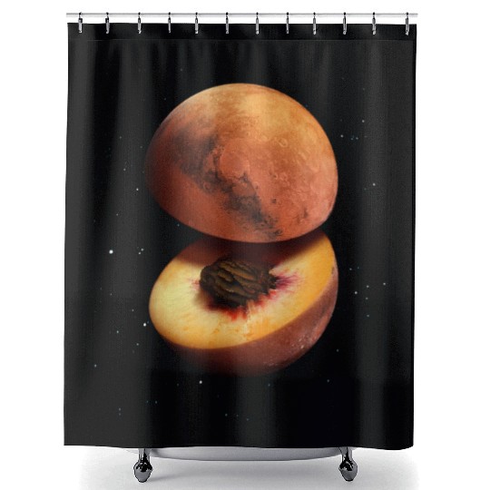 Funny Peach Mars Planet Shower Curtains