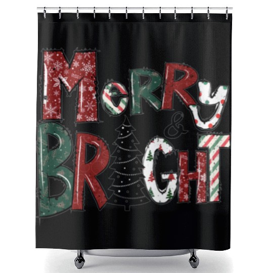 Merry And Bright Shower Curtains | Merry Christmas 2022