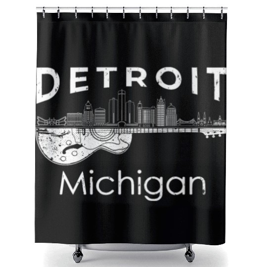 Detroit Souvenir Men Michigan Gift Music Guitar Shower Curtains