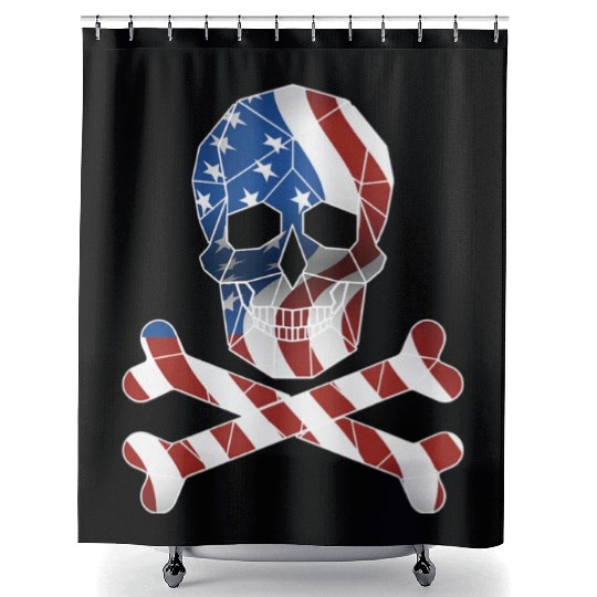 Amercan Flag Skull Usa 1776 Patroitic Shower Curtains