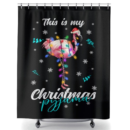 Winter Christmas Pyjama Flamingo Shower Curtains