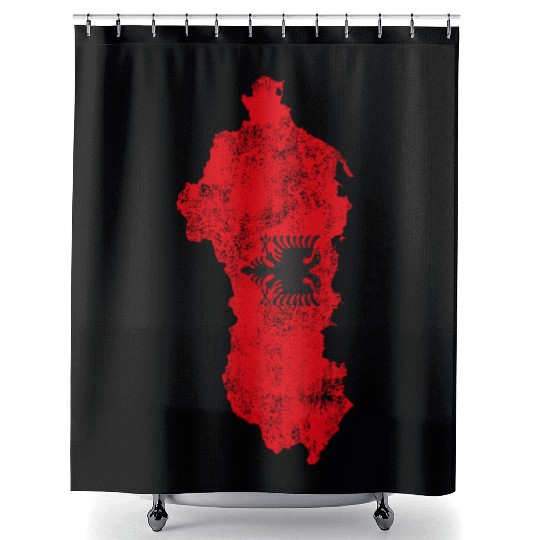 Albania Flag Country Outline Shape Shower Curtains