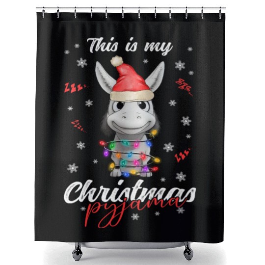 Winter Christmas Pyjama Donkey Shower Curtains