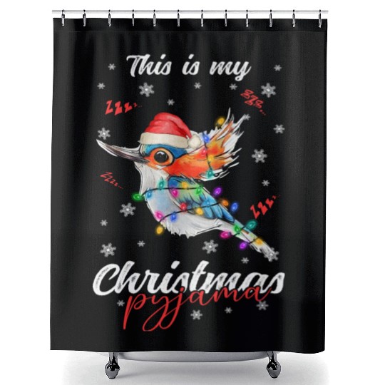 Winter Christmas Pyjama Hummingbird Shower Curtains