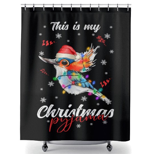 Winter Christmas Pyjama Hummingbird Shower Curtains
