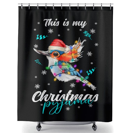 Winter Christmas Pyjama Hummingbird Shower Curtains