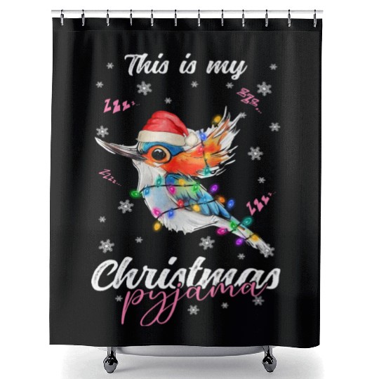 Winter Christmas Pyjama Hummingbird Shower Curtains