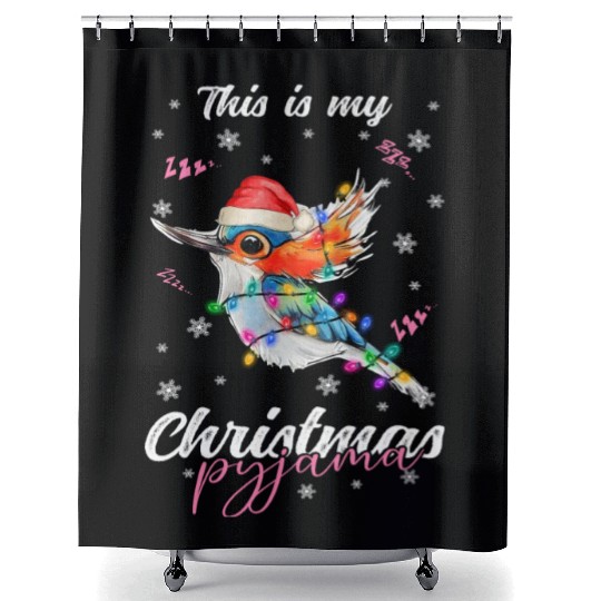 Winter Christmas Pyjama Hummingbird Shower Curtains