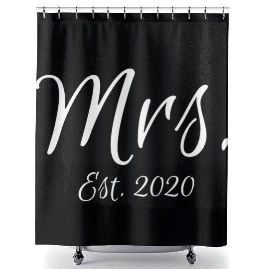 Matching Script Mr & Mrs Bridal Bride Mrs Est 2020 Shower Curtains