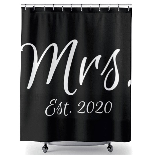 Matching Script Mr & Mrs Bridal Bride Mrs Est 2020 Shower Curtains