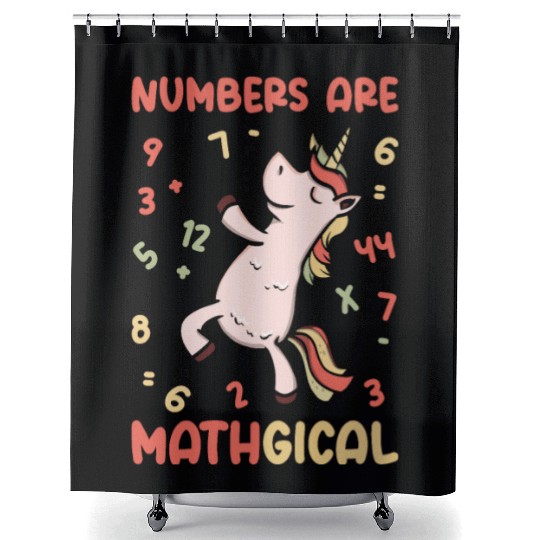 Math Number Lovers Mathematics Unicorn Teacher Shower Curtains