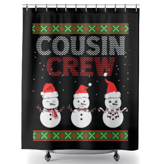 Cousin Crew Christmas Pajamas Gnome Tree Merry Xma Shower Curtains