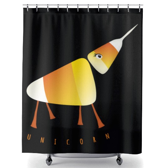 UNICORN Funny Candy Corn Halloween Shower Curtains