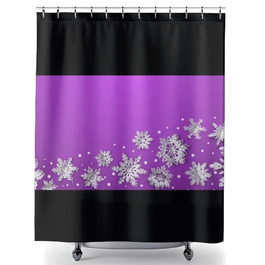 Modern Snowflakes Purple Shower Curtains