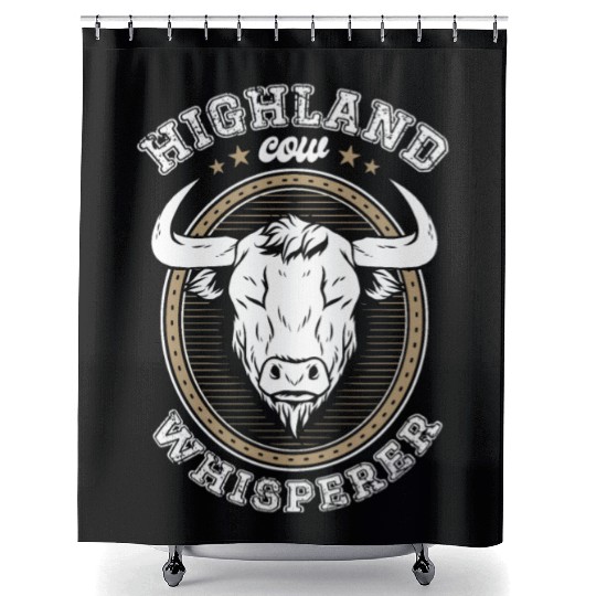 Highland Cow Whisperer Grass Puppy Cow Farmer Shower Curtains