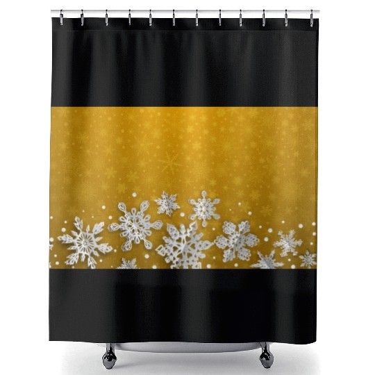 Yellow Snowflakes Pattern Shower Curtains