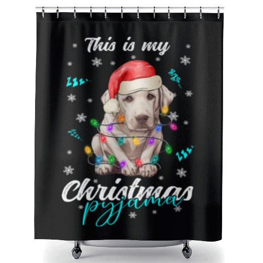 Winter Christmas Pyjama Labrador Shower Curtains