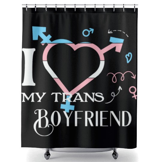 LBGT Flag Gay Pride I Love my Trans Boyfriend Shower Curtains
