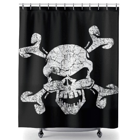 Distressed Skull And Crossbones Shower Curtains