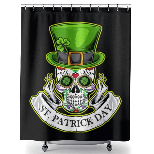 Sugar Skull | St Patrick Day | Lucky Charm Irish Shower Curtains