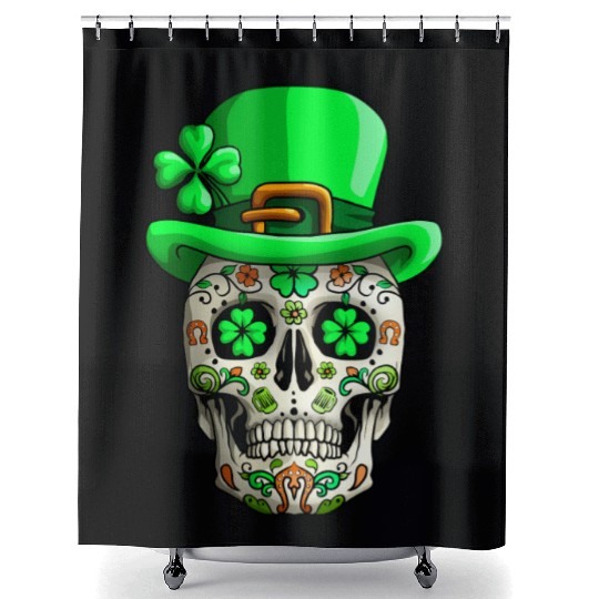 Sugar Skull Funny | Saint Patricks Day of Dead Shower Curtains