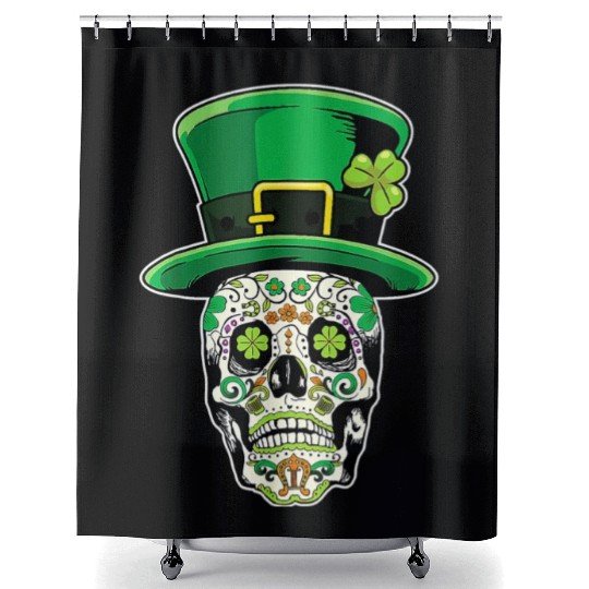 Sugar Skull | St Patricks Day of the Dead Shower Curtains