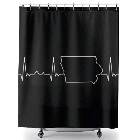 Iowa State USA. Heart. Love. EKG. Pulse. Beat. Shower Curtains