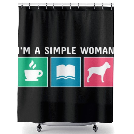 Coffee Books Cane Corso I'm A Simple Woman Shower Curtains