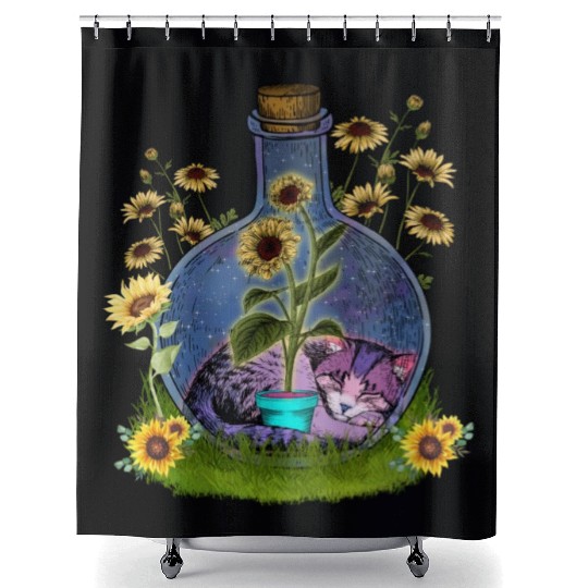 Cat Nap In A Jar Shower Curtains