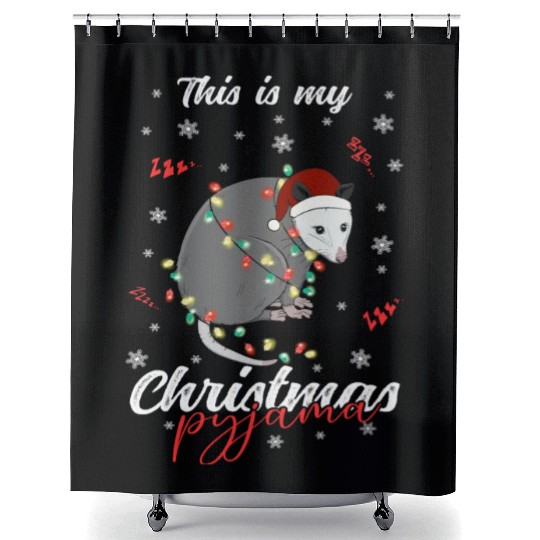 Winter Christmas Pyjama Opposum Shower Curtains