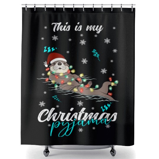 Winter Christmas Pyjama Otter Shower Curtains