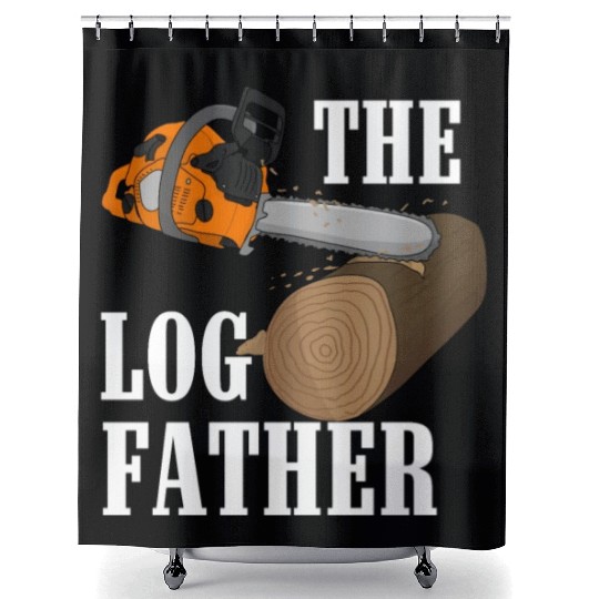 Lumberjack Orange Chainsaw Shower Curtains