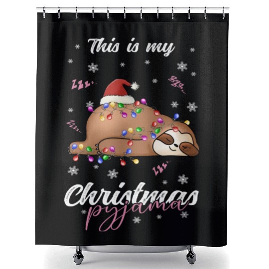 Winter Christmas Pyjama Sloth Shower Curtains