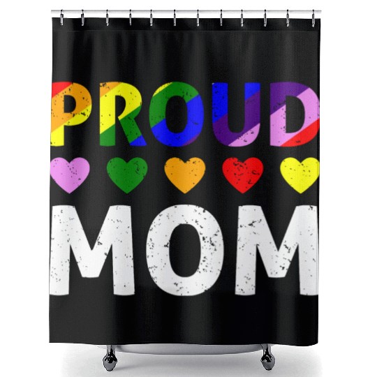 Proud Mom Gay Lesbian LGBTQ Pride Rainbow Mothers Shower Curtains
